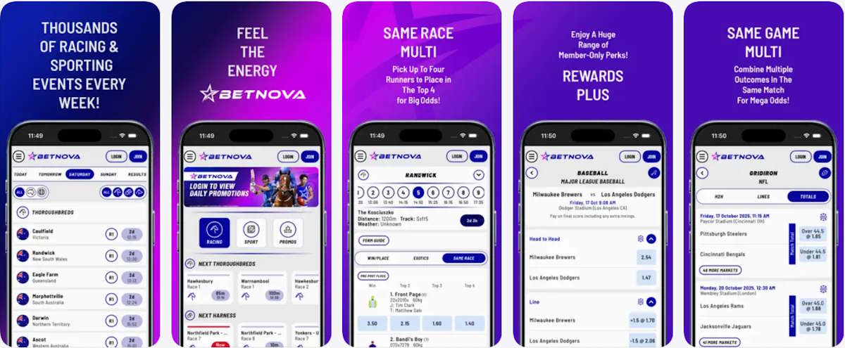 BetNova app screenshots