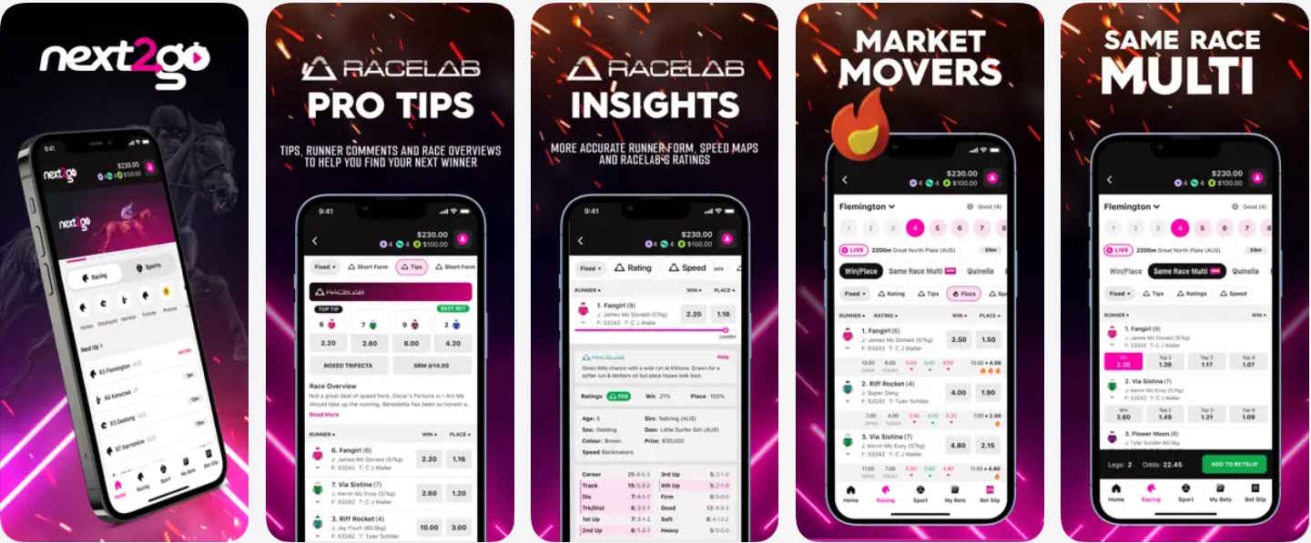 Next2Go app screenshots